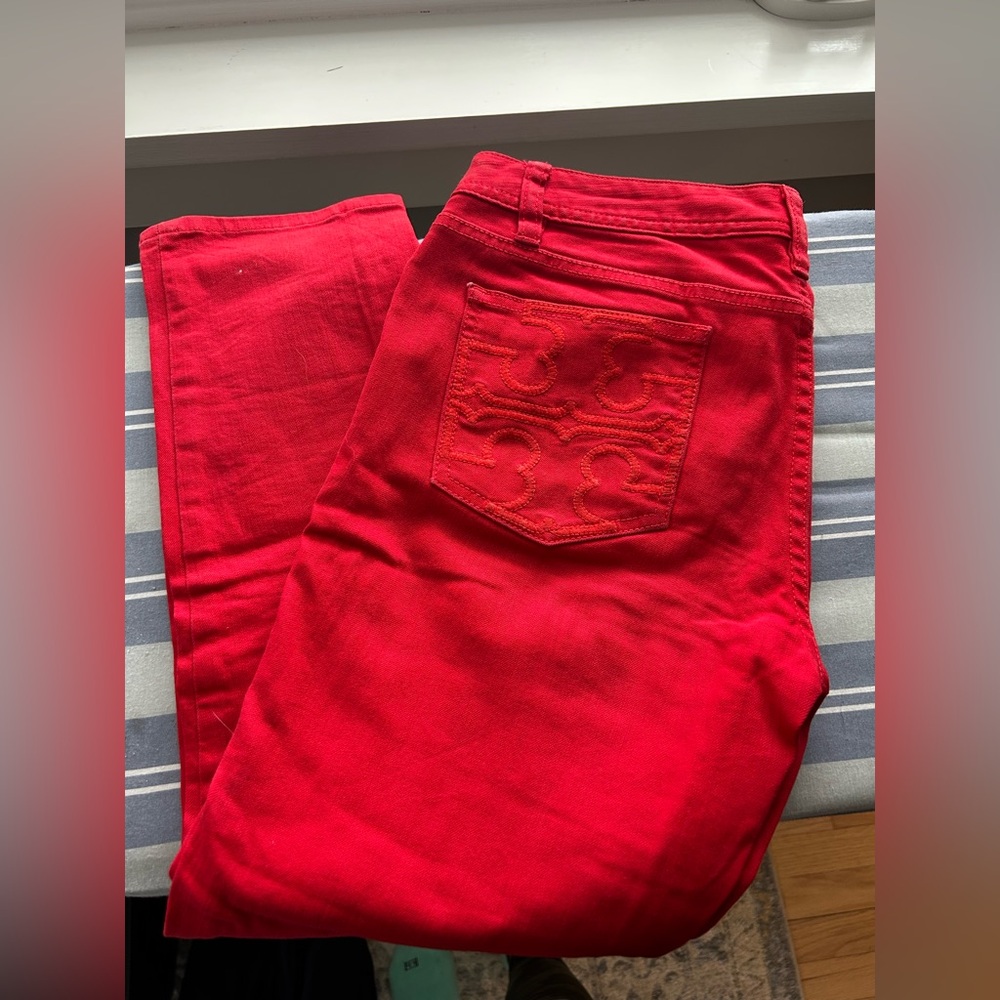Tory Burch Red 3/4 Length Jeans
